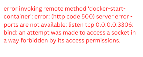 docker error invoking remote method