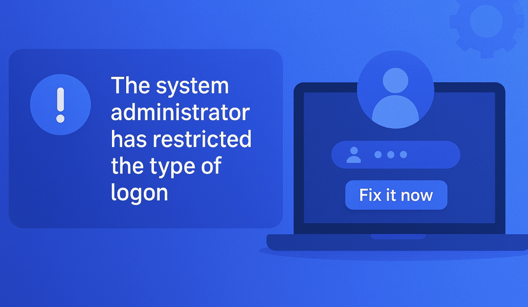 The system administrator has restricted the type of logon