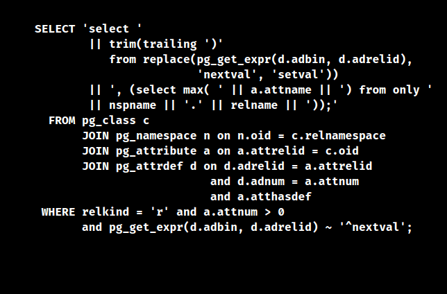 Reset auto increment Postgres