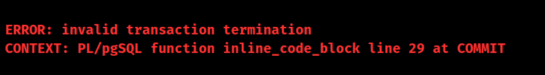 2d000 invalid transaction termination postgresql