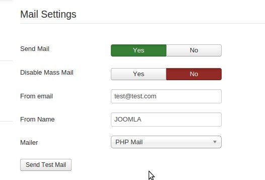 Default setting in Joomla - PHP mail function