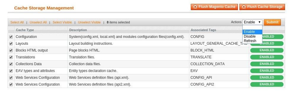 optimize magento cache management